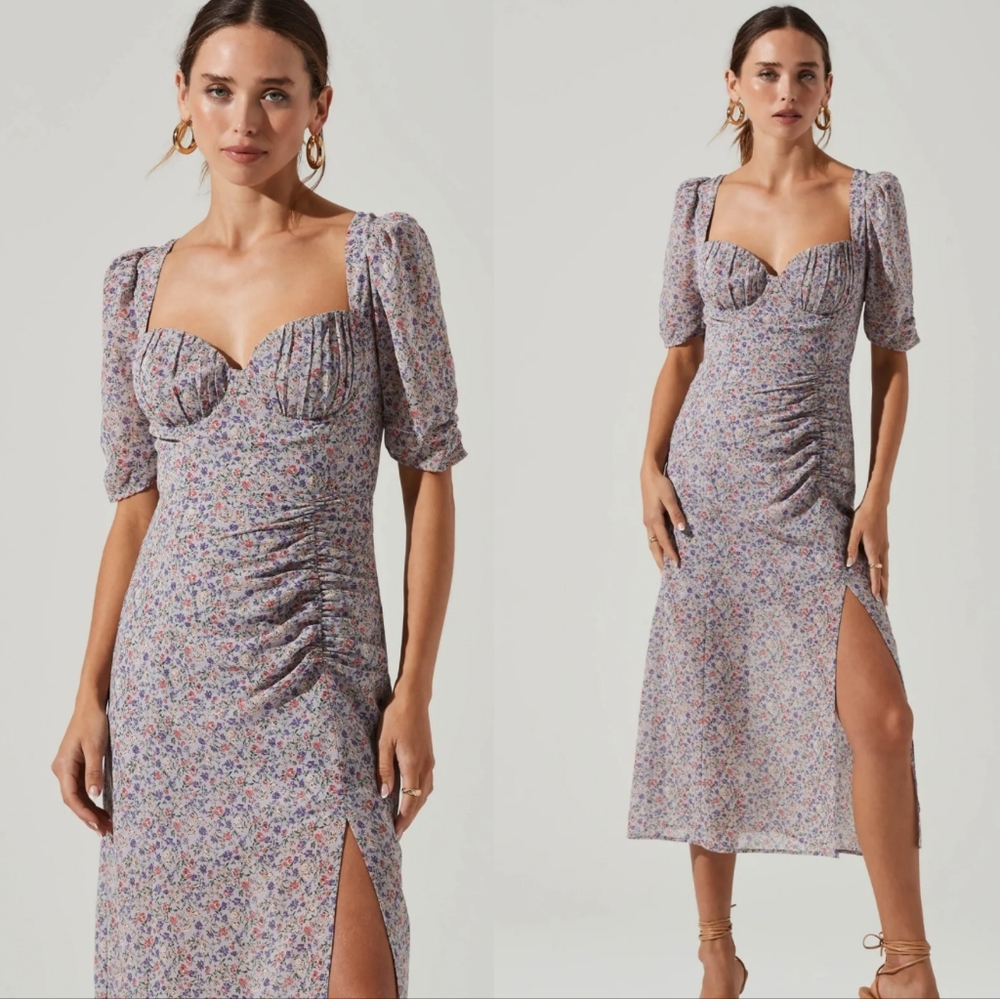 NWOT Astr the Label Front Slit Milkmaid Dress